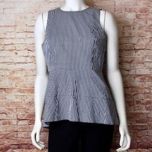 White House Black Market | Gingham Peplum Blouse